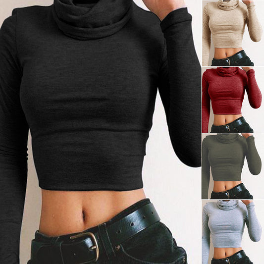 Crop top col roulé